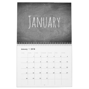 2018 Chalkboard - Agenda zwart-wit Kalender