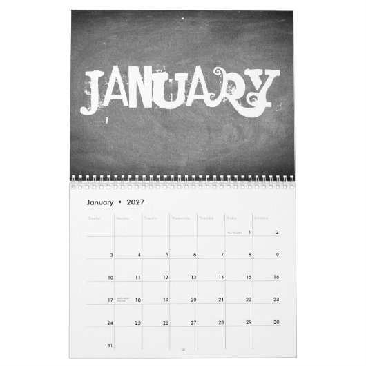 2018 Chalkboard - Agenda zwart-wit Kalender (Jan 2027)