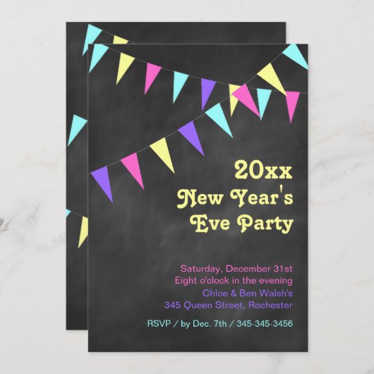 2018 Chalkboard - nieuwjaarsuitnodiging Kaart (Voorkant / Achterkant)