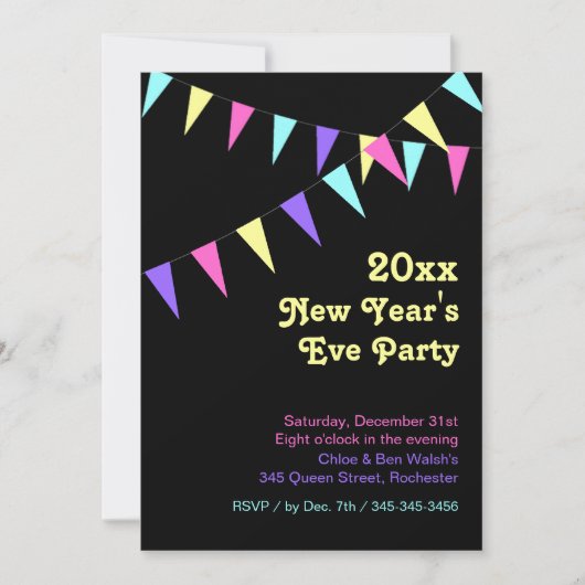 2018 Colorful Bunting nieuwjaarsuitnodiging Kaart (Voorkant)