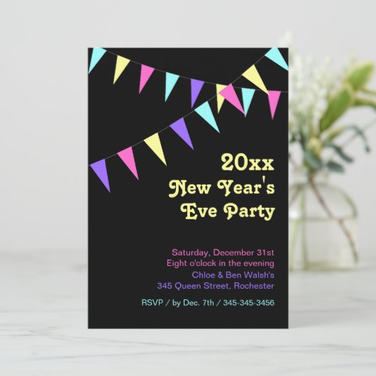 2018 Colorful Bunting nieuwjaarsuitnodiging Kaart (Staand voorkant)