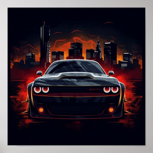 2018 Dodge Challenger SRT Demon Sports Car Poster (Voorkant)