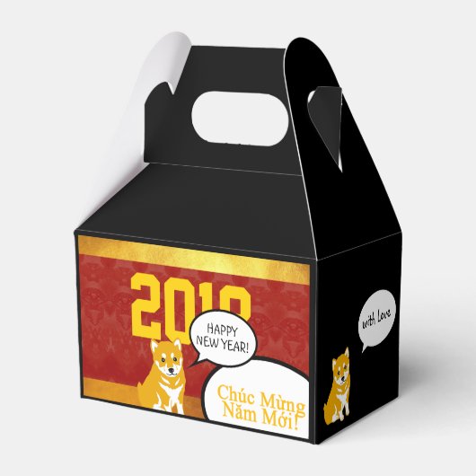2018 Dog Year Puppy greeting in Vietnamees F Box Bedankdoosjes (Achterkant)