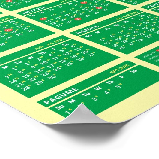 2018 Ethiopische nieuwjaarskalender 2025/2026 Poster (Hoek)