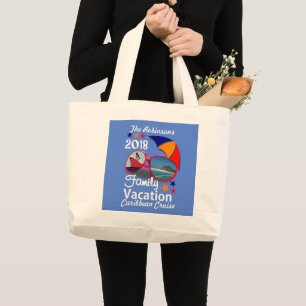2018 Familie Vacation Cruise Grafisch Gepersonalis Grote Tote Bag