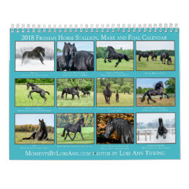 2018 Friesian Mare, Foal and Stallion Calendar Kalender