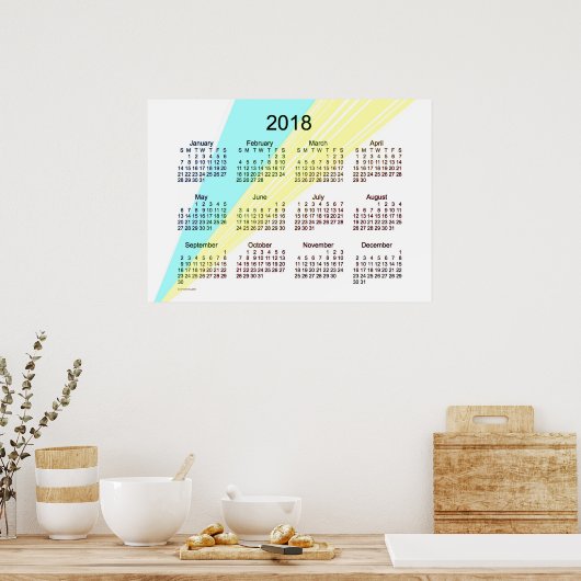 2018 Geel kalender van Janz Poster (Keuken)