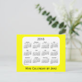 2018 Gele Mini Kalender van Janz Briefkaart (Staand voorkant)