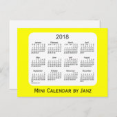2018 Gele Mini Kalender van Janz Briefkaart (Voorkant / Achterkant)