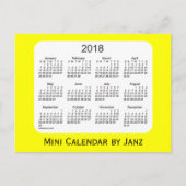 2018 Gele Mini Kalender van Janz Briefkaart (Voorkant)