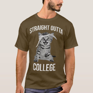 2018 Graduate Straight Outta College Cat Funny Ki T-shirt