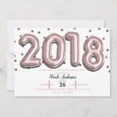 2018 GRADUATION PARTY Roos Gouden Confetti Ballonn Kaart (Voorkant)