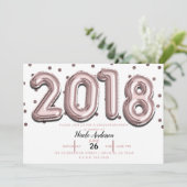 2018 GRADUATION PARTY Roos Gouden Confetti Ballonn Kaart (Staand voorkant)