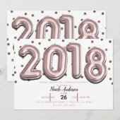 2018 GRADUATION PARTY Roos Gouden Confetti Ballonn Kaart (Voorkant / Achterkant)