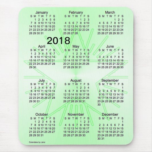 2018 Green Star Large Print Calendar van Janz Muismat (Voorkant)