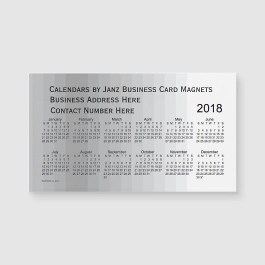 2018 Grijze tinten Kalender door Janz Magnet (Voorkant)