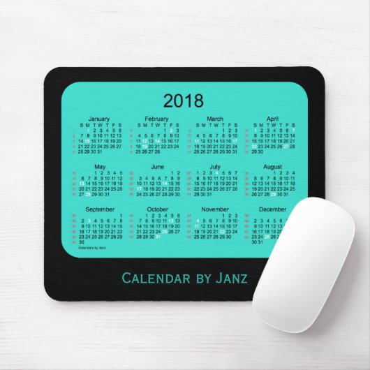 2018 Holiday 52 weken Turquoise Calendar van Janz Muismat (Met muis)