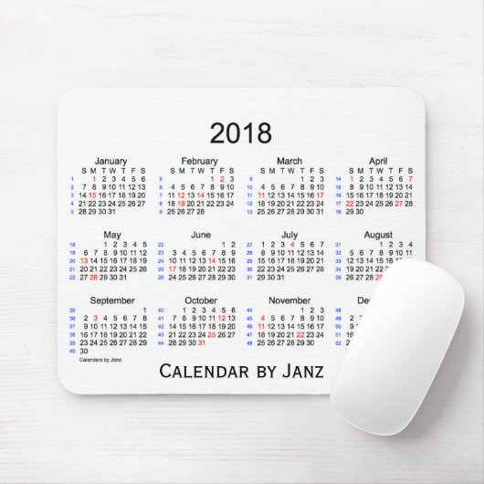 2018 Holiday 52 weken Witte Agenda van Janz Muismat (Met muis)