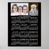 2018 Jaar Maandkalender Zwart | Aangepaste Foto's Poster (Voorkant)