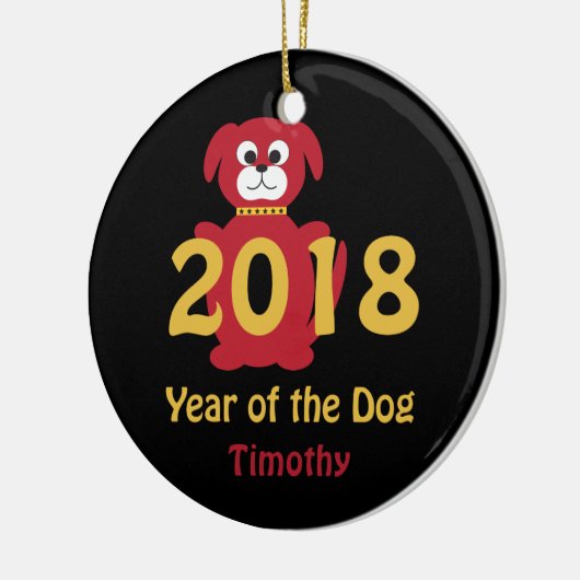 2018 Jaar van de hond Keramisch Ornament (Links)