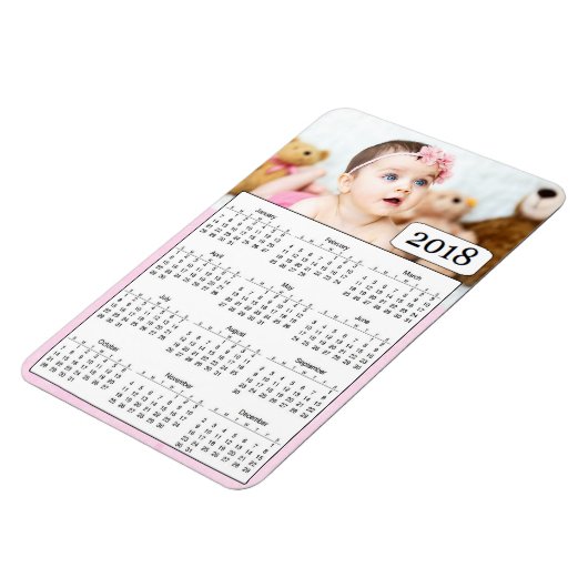 2018 Kalender Gepersonaliseerde Baby Meisje Fotoma Magneet (Linkerzijde)