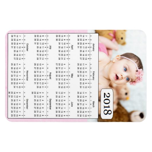2018 Kalender Gepersonaliseerde Baby Meisje Fotoma Magneet (Horizontaal)