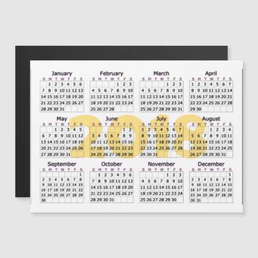 2018 Kalender Magnetic White en Yellow (Voorkant / Achterkant)