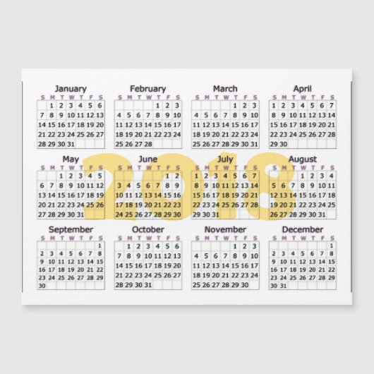 2018 Kalender Magnetic White en Yellow (Voorkant)