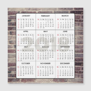 2018 Kalender Vierkante Magnetische Baksteen Muur