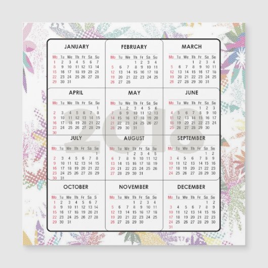 2018 Kalender Vierkante Magnetische Kaart (Voorkant)