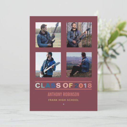 2018 kleurtrends Afstuderen Foto Collage Aankondiging (Staand voorkant)