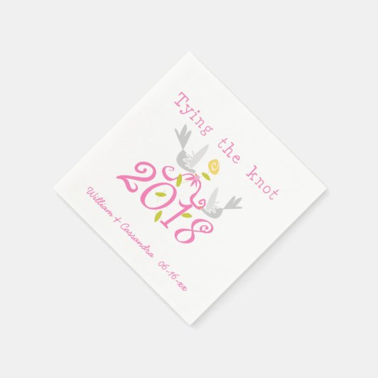 2018 Knoop in de Draad Trouwdatum Op maat gemaakte Servet (Hoek)