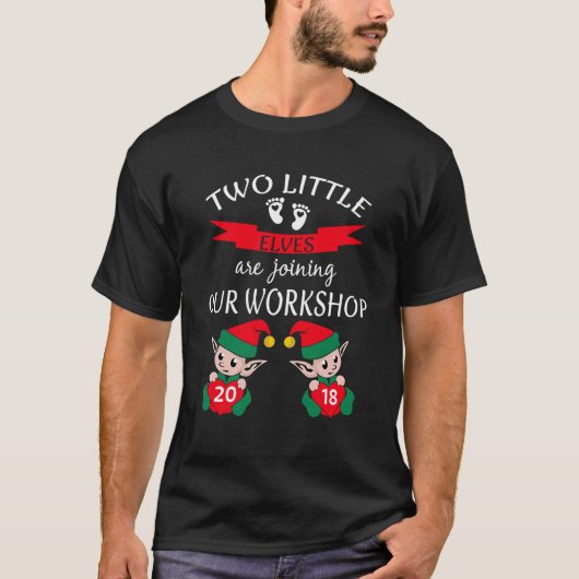 2018 Kute Twins kerstzwangerschapsuitkondiging T-shirt (Voorkant)