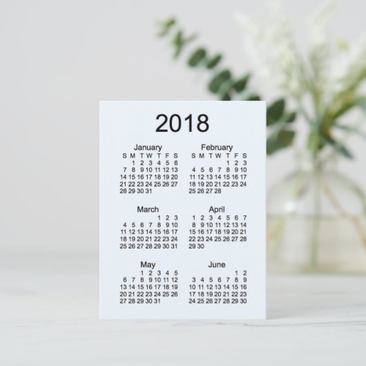 2018 Mini 6 maanden Kalender Briefkaart (Staand voorkant)