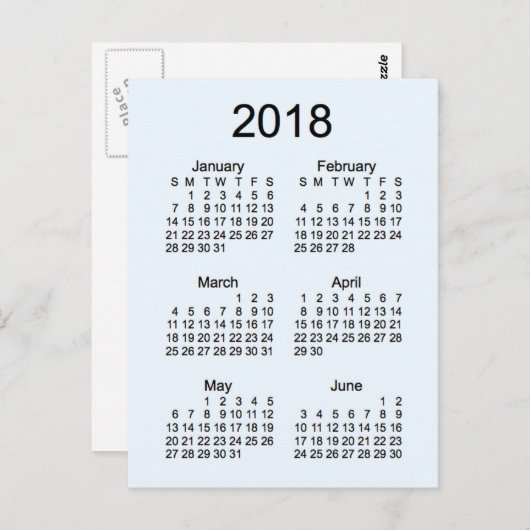 2018 Mini 6 maanden Kalender Briefkaart (Voorkant / Achterkant)