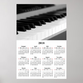 2018 Muurkalender Mooie Muziek Piano Poster