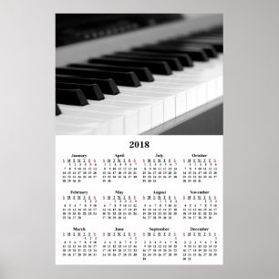 2018 Muurkalender Mooie Muziek Piano Poster