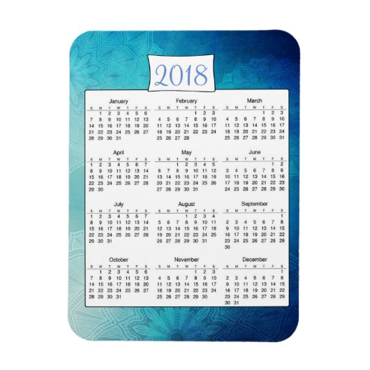 2018 Mystical Turquoise Mandala Calendar Magnet Magneet (Verticaal)