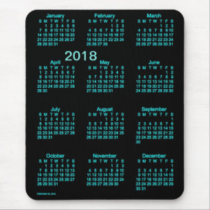 2018 Neon Blue Large Print Calendar van Janz Muismat