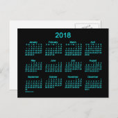 2018 Neon Blue Mini Calendar van Janz Briefkaart (Voorkant / Achterkant)