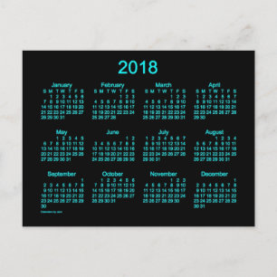 2018 Neon Blue Mini Calendar van Janz Briefkaart