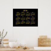 2018 Neon Gold Wall Agenda van Janz Poster (Keuken)