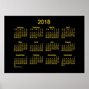 2018 Neon Gold Wall Agenda van Janz Poster