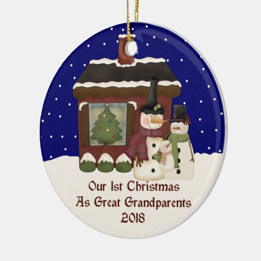 2018 Ons eerste kerstfeest als grote grootouders Keramisch Ornament (Links)