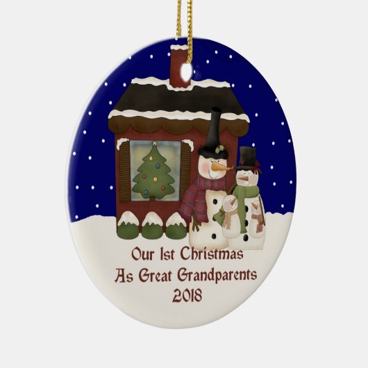 2018 Onze eerste Kerstmis als grootouder Keramisch Ornament (Rechts)