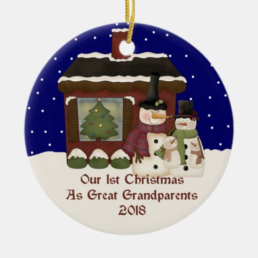2018 Onze eerste Kerstmis als grootouder Keramisch Ornament (Voorkant)