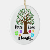 2018 Peace Love Family Tree Reunion Kerstcadeau Keramisch Ornament (Rechts)