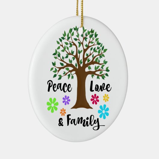 2018 Peace Love Family Tree Reunion Kerstcadeau Keramisch Ornament (Rechts)