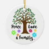 2018 Peace Love Family Tree Reunion Kerstcadeau Keramisch Ornament (Voorkant)