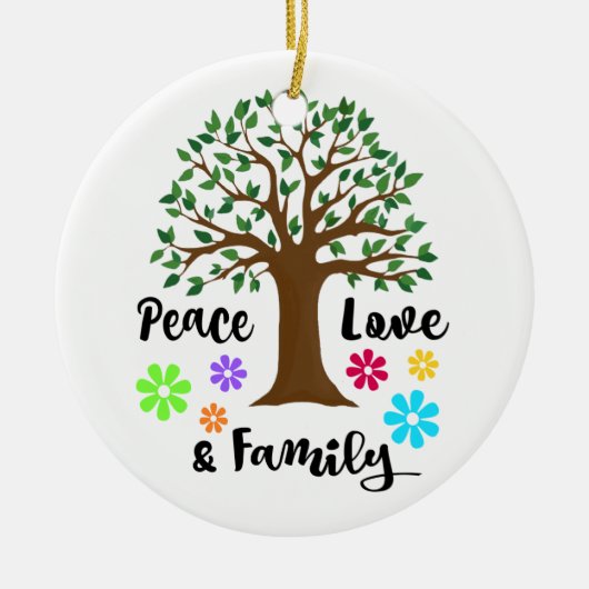 2018 Peace Love Family Tree Reunion Kerstcadeau Keramisch Ornament (Voorkant)